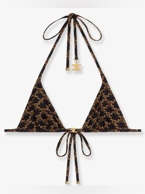 CELINE Triomphe logo bikini top